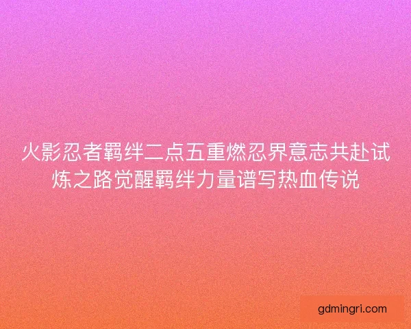 火影忍者羁绊二点五重燃忍界意志共赴试炼之路觉醒羁绊力量谱写热血传说